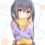  bad_id bad_pixiv_id banned_artist black_hair blush brown_eyes head_tilt hug k-on! long_hair mirai_(macharge) nakano_azusa pillow pillow_hug smile solo sweater twintails yellow_eyes 