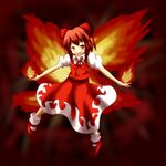  achi_cirno alternate_color cirno fire red_eyes red_hair redhead touhou 