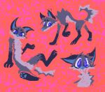 2025 blue_body blue_fur blue_nose canid canine canis coyote demensa domestic_dog emil_(demensa) feral fur hi_res looking_at_viewer male mammal open_mouth open_smile orange_background simple_background smile solo