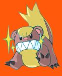 absurdres animal_focus claws colored_lineart commentary_request full_body highres isi_zaka no_humans orange_background pokemon pokemon_(creature) pokemon_focus sharp_teeth simple_background solo teeth yungoos 