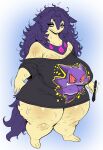 2026 absurd_res anthro big_breasts big_hair bodily_fluids breasts clothed clothing colored digital_media_(artwork) eye_bags eyebrows female fire generation_8_pokemon hair harry_amor&oacute;s hi_res hisuian_form hisuian_typhlosion long_hair messy_hair nintendo overweight overweight_anthro overweight_female partially_clothed partially_clothed_anthro partially_clothed_female pokemon pokemon_(species) regional_form_(pokemon) shirt smile solo sweat sweaty_arms sweaty_chest sweaty_face sweaty_legs sweaty_neck sweaty_thighs t-shirt tablet_pen thick_thighs topwear trans_(lore) trans_woman_(lore) wide_hips