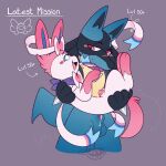 3_toes animal_genitalia anthro anthro_on_feral ball_tuft balls bestiality black_body black_fur blue_body blue_fur blue_sclera blush blush_lines bodily_fluids bow_tie bridal_carry carrying_another curled_up digital_drawing_(artwork) digital_media_(artwork) digitigrade dripping duo eeveelution english_text eye_contact eyebrows feet feral fur generation_4_pokemon generation_6_pokemon genital_fluids genitals gloves_(marking) hankerchief leg_markings legs_together lemonmenace looking_at_another lucario male male/male male_on_feral markings motion_lines neckwear_only nintendo open_mouth open_smile paws penis penis_tip pink_body pink_fur pink_pupils pokemon pokemon_(species) pokemon_mystery_dungeon precum precum_drip pupils raised_eyebrow red_pupils ribbons_(anatomy) sheath smile socks_(marking) spike_chunsoft spikes spikes_(anatomy) sylveon tail tail_motion tailwag text toes tuft white_body white_fur white_pupils white_sclera