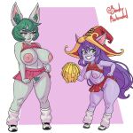1:1 animal_ears areola big_breasts borderreloaded bottomwear breasts cheerleader clothed clothing duo eyelashes female footwear front_view fur genitals green_body green_eyes green_fur green_hair green_pubes hair hat headgear headwear hi_res holding_pom_poms humanoid inner_ear_fluff league_of_legends long_hair looking_at_viewer lulu_(lol) navel nipples no_underwear pink_areola pink_background pink_bottomwear pink_clothing pink_eyes pink_nipples pink_skirt pink_topwear pom_poms pubes purple_body purple_fur purple_hair purple_pubes raised_bottomwear raised_clothing raised_skirt raised_topwear red_bottomwear red_clothing red_hat red_headwear red_skirt red_topwear riot_games shoes short_hair simple_background skirt small_breasts smile socks tencent thick_thighs topwear tuft vex_(lol) vulva white_background white_clothing white_footwear white_shoes white_socks wide_hips yordle