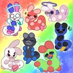 6_feet :3 animal_genitalia anus arthropod ass_up balls bits_and_bops black_eyes butt caterpillar eyelashes eyewear fan_character femboy feminine feral flow_worms_(bits_and_bops) flower_accessory genital_slit genitals glasses glowworm group grub_(insect) halo head_accessory hi_res insect inviting larva looking_at_viewer male no_pupils one_eye_closed open_mouth otterjunk penis presenting presenting_anus presenting_balls presenting_hindquarters presenting_penis rainbow_background seductive simple_background slim smile solo tapering_penis wings wink winking_at_viewer worm y_anus