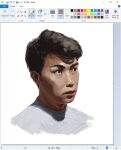  1boy art_program_in_frame black_hair christian_young commentary cropped_shoulders english_commentary looking_to_the_side male_focus microsoft_paint_(medium) microsoft_paint_(software) original parted_lips portrait screenshot short_hair solo surprised swept_bangs wide-eyed 