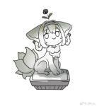  arknights artist_name braid braided_hair_rings commentary flower gargoyle hair_rings hairband kitsune kyuubi multiple_tails shio_(shiofeifei) simple_background smile solo suzuran_(arknights) symbol-only_commentary tagme tail twin_braids watermark weibo_watermark white_background 