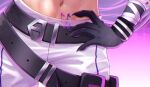  1girl belt cipher4109 commentary english_commentary hand_on_own_hip highres hip_focus long_hair navel nijisanji pants selen_tatsuki solo sweat thumbnail_collage virtual_youtuber white_pants 