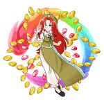  1girl absurdres beret blue_eyes braid closed_mouth collared_shirt commentary_request danmaku full_body green_eyes green_hat green_vest hat hat_ornament highres hong_meiling long_hair looking_at_viewer marione pants pelvic_curtain puffy_short_sleeves puffy_sleeves red_hair shirt short_sleeves side_slit smile solo star_(symbol) star_hat_ornament touhou twin_braids very_long_hair vest white_pants white_shirt 