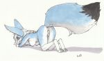 absurd_res all_fours anthro anus artist_name big_ears big_tail blokfort blue_body blue_fur bottomless bottomless_anthro bottomless_female breasts butt canid canine clothed clothing colored detailed digital_media_(artwork) female female_anthro fennec_fox fox fur genitals hair hi_res kalta_(blokfort) looking_at_viewer mammal mature_anthro mature_female nipples nude nude_anthro nude_female pose presenting presenting_anus presenting_hindquarters presenting_vulva shaded signature simple_background solo tail text topless topless_anthro topless_female traditional_media_(artwork) true_fox vulva white_body white_fur white_hair