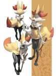 2020 anthro braixen breasts digital_media_(artwork) dipstick_tail female fur generation_6_pokemon holding_object holding_stick markings navel nintendo one_eye_closed open_mouth pokemon pokemon_(species) secretartist simple_background smile solo standing stick tail tail_markings white_body white_fur