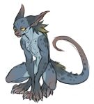 anthro ariel_fain claws crouching digital_media_(artwork) domestic_cat felid feline felis green_body hybrid looking_up male mammal nude reptile scalie simple_background solo tail white_background