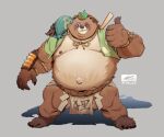 2025 anthro asian_clothing belly big_belly blizzard_entertainment blush brown_body brown_fur canid canine clothing east_asian_clothing fundoshi fur humanoid_hands japanese_clothing male mammal mielua moobs navel nipples one_eye_closed overwatch overweight overweight_male raccoon_dog roadhog_(overwatch) solo standing tanuki underwear wink