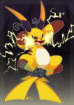 2026 2_tails 3_toes ambiguous_gender digital_media_(artwork) electricity featureless_crotch feet feral generation_1_pokemon hi_res looking_at_viewer multi_tail nintendo open_mouth pokemon pokemon_(species) raichu simple_background solo tail toes tongue tongue_out vaporotem yellow_body
