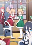 absurdres aris_(blue_archive) black_hair black_pantyhose blonde_hair blue_archive blue_eyes blue_halo boots closed_eyes commentary_request green_eyes green_halo hagoonha hair_between_eyes halo highres korean_commentary long_hair_between_eyes midori_(blue_archive) momoi_(blue_archive) official_art one_eye_closed orange_halo pantyhose peroro_(blue_archive) pink_eyes pink_halo red_hair santa_costume white_boots white_pantyhose yuzu_(blue_archive) 