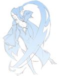  blue breasts china_dress chinese_clothes cleavage collarbone cropped_legs dragonaut dress face kyo_(kuroichigo) long_hair machina medium_breasts monochrome simple_background sketch solo thighhighs very_long_hair white_background 