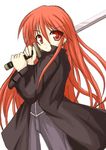  cloak katana long_hair non-web_source red_eyes red_hair shakugan_no_shana shana solo sword weapon 