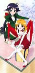  andou_mahoro andou_minawa blonde_hair blue_hair christmas green_eyes highres mahoromatic yellow_eyes 