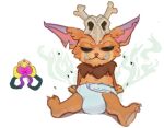anonymous_artist anthro clothed clothing diaper digital_media_(artwork) gnar_(lol) league_of_legends male riot_games simple_background soiled soiled_diaper solo stink_fumes tail tencent unclean_diaper used_diaper wearing_diaper yordle