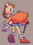 2025 aged_up anthro big_breasts big_ears boots breast_expansion breasts clothing cream_the_rabbit digital_drawing_(artwork) digital_media_(artwork) dress expansion female footwear gloves handwear hi_res huge_breasts klacket lagomorph leporid looking_down mammal panties rabbit sega shaded shoes skinny_female solo sonic_the_hedgehog_(series) speech_bubble standing surprised tan_body tearing_clothing top_heavy torn_clothing under_boob underwear wardrobe_malfunction worried