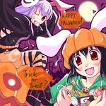  animal_ears bunny_ears candy fang food halloween happy_halloween inaba_tewi lollipop moon multiple_girls natsumi_akira reisen_udongein_inaba swirl_lollipop touhou trick_or_treat 