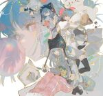  1girl animal_ears animal_hat bag beanie black_boots black_hairband black_hat black_nails black_thighhighs blowing_bubbles blue_hair blue_scarf boots candy cat cat_ears cat_hat cat_tail chewing_gum chibi chibi_inset closed_eyes cosmetics dress earrings eteru fake_animal_ears fang fingernails food fried_egg grey_sweater hair_ornament hairband hairclip hat holding holding_stuffed_toy hood hoodie hug hugging_object jacket jewelry lollipop long_hair long_sleeves looking_at_viewer multiple_views nail_polish open_mouth original pants pink_eyes pink_pants ponytail print_sweater ring scarf sharp_fingernails shoes short_ponytail simple_background sitting smile standing sticker stuffed_animal stuffed_cat stuffed_toy sweater tail thighhighs white_background white_cat white_dress white_shoes 