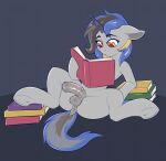 2024 animal_genitalia animal_penis anus balls book colored digital_drawing_(artwork) digital_media_(artwork) equid equine equine_anus equine_genitalia equine_penis fan_character feral flat_colors fur genitals grey_anus grey_background grey_body grey_fur grey_penis gynomorph hair half-erect hasbro hi_res holding_book holding_object hooves horn intersex looking_down mammal medial_ring multicolored_hair my_little_pony mythological_creature mythological_equine mythology nude open_mouth orange_eyes penis reading reading_book simple_background sitting solo spread_legs spreading sunnypony underhoof unicorn