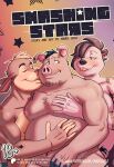 abe_(mikrogoat) anthro basil_(mikrogoat) bisexual black_hair black_nose blonde_hair brown_hair comic cover cover_art cover_page domestic_pig english_text female fur group hair hi_res lagomorph leporid male male/female male/male mammal mikrogoat mustelid nipples nude nude_anthro nude_female nude_male otter overweight overweight_anthro overweight_male pink_body pink_fur pink_skin rabbit smile stella_(mikrogoat) suid suine sus_(pig) text tongue tongue_out trio