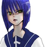  blue_hair busou_renkin lowres scar school_uniform seifuku serafuku tsumura_tokiko yellow_eyes 