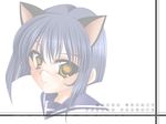  1girl animal_ears blue_hair busou_renkin cat_ears scar simple_background solo tsumura_tokiko wallpaper yellow_eyes 