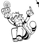 4_fingers 4_toes ^w^ anthro apple_inc. apple_pencil bigsteppies black_and_white domestic_ferret feet female fingers heart_nose heart_symbol hi_res ipad mammal markings monochrome mustelid musteline noodle_(aimkid) pawpads ring_(marking) ringed_tail simple_background solo striped_body striped_markings striped_tail stripes tablet_computer tail tail_markings toes true_musteline weasel white_background 