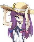  bow gengorou hat patchouli_knowledge pink_bow ribbon see-through solo straw_hat sun_hat touhou 