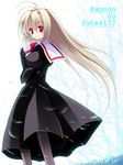  blonde_hair kannon_ouji long_hair male_focus miyanokouji_mizuho otoko_no_ko otome_wa_boku_ni_koishiteru pantyhose red_eyes school_uniform solo very_long_hair 