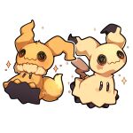  absurdres blush eevee eevee_tail fusion highres mimikyu no_humans pokemon pokemon_(creature) pokemon_focus sevi_(seviyummy) simple_background solid_oval_eyes sparkle tail 