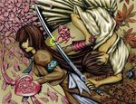  bow brown_eyes brown_hair busou_renkin hayasaka_ouka hayasaka_shusui sword sword_samurai_x weapon 