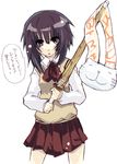  bamboo_blade himukai_yuusuke kawazoe_tamaki school_uniform serafuku shinai solo sweater_vest sword vest weapon 