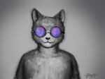 absurd_res anthro domestic_cat ears_up eyewear felid feline felis fur glasses grey_body grey_fur hi_res looking_at_viewer male mammal nude nude_anthro nude_male reynard_goodfellow round_glasses solo wearing_glasses xoxo