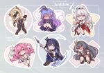 6+girls black_dress black_pantyhose blindfold blue_eyes blue_hair breasts cleavage colored_skin commentary commission crown doll_joints dress elf elysia_(herrscher_of_human:_ego)_(honkai_impact) elysia_(honkai_impact) english_commentary grey_hair herrscher_of_dominance herrscher_of_sentience high_ponytail holding holding_scythe honkai_(series) honkai_impact_3rd joints karmen_hargidsi kiana_kaslana kiana_kaslana_(ba-dum!_fiery_wishing_star) large_breasts long_hair multicolored_hair multiple_girls official_alternate_costume pantyhose pink_hair pointy_ears ponytail puppet purple_eyes purple_hair red_eyes scythe seele_vollerei seele_vollerei_(eternal_night's_embrace) seele_vollerei_(herrscher_of_rebirth) sirin smile triquetra two-tone_hair very_long_hair vgen_commission white_hair yellow_eyes 