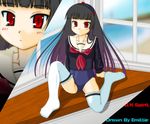  black_hair enma_ai jigoku_shoujo red_eyes school_uniform seifuku serafuku thighhighs 