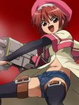  cisqua elemental_gelade gun haruyama_kazunori shorts solo thighhighs weapon 