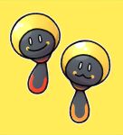  :3 absurdres alternate_color closed_mouth commentary english_commentary full_body hat highres lexissketches nurse_cap outline pokemon pokemon_(creature) pokemon_focus shiny_and_normal shiny_pokemon smile solid_oval_eyes tadbulb white_outline yellow_background yellow_theme 