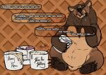 2026 5_fingers 5_toes abstract_background absurd_res aftermath arm_markings bear belly big_belly brown_arms brown_bear brown_body brown_claws brown_ear brown_ears brown_feet brown_fur brown_hands brown_legs brown_mane brown_nose brown_pawpads brown_paws brown_tail cheek_markings claws colored_sketch container dessert dialogue digital_drawing_(artwork) digital_media_(artwork) eating eating_feces eating_food eating_ice_cream english_text facial_markings feces feces_in_mouth feet feral finger_claws fingers fluffy fluffy_tail food food_container fur fur_markings grizzly_bear hair handpaw head_markings hi_res holding_container holding_food holding_food_container holding_ice_cream holding_object ice_cream icecream_on_face implied_feces implied_feces_consumption implied_scat implied_scat_eating kuruk_(character) male male_feral mammal mane mane_hair markings monotone_feet monotone_hands monotone_inner_ear monotone_markings multicolored_body multicolored_ears multicolored_fur muzzle_(marking) nude open_mouth orange_eyes overeating overweight overweight_feral overweight_male pawpads paws pink_tongue plantigrade quadruped sharp_teeth short_ears short_fur short_tail simple_background sitting sketch small_ears small_tail snout snout_markings solo tail tan_belly tan_body tan_ears tan_fur tan_inner_ear tan_markings tan_tail teeth text text_on_container thinking thinking_about_another third-party_edit thought_bubble three-quarter_view toe_claws toes tongue tongue_out two_tone_body two_tone_ears two_tone_fur two_tone_tail ursidae ursine ursine_ears yonnixart
