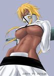  abs arrancar athletic bleach blonde_hair blue_eyes breasts dark_skin espada hollow last-of-the-arrancar nipples tan tia_harribel tier_harribel underboob 