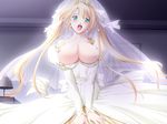  big_breasts blonde_hair breasts busty dress green_eyes large_breasts long_hair wedding wedding_dress 