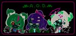  >_< 3girls :t angels_of_delusion aqua_hair aqua_streaks aria_(zenless_zone_zero) arm_warmers bare_shoulders black_hair blue_eyes blush border bow closed_eyes closed_mouth colored_inner_hair commentary crossed_bangs detached_sleeves fur-trimmed_sleeves fur_trim green_border green_bow green_hair green_halo hair_between_eyes hair_bow hair_ornament halo heart heart_hair_ornament multicolored_hair multiple_girls multiple_hair_bows multiple_hair_clips nangong_yu necktie one_eye_closed open_mouth pink_arm_warmers pink_hair ponytail red_necktie shirt short_twintails simple_background smile star-shaped_pupils star_(symbol) streaked_hair striped_arm_warmers sunna_(zenless_zone_zero) symbol-shaped_pupils twintails uixy v white_background white_shirt white_wings wings zenless_zone_zero 