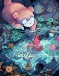  alternate_color animal_focus binacle closed_mouth commentary corphish english_commentary highres kayveedee mareanie moss no_humans nostrils pokemon pokemon_(creature) pokemon_focus pyukumuku rock shiny_pokemon slowpoke staryu water wimpod 
