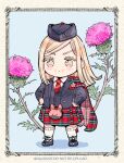  1boy aged_down alternate_costume black_hat blonde_hair child collared_shirt glenngarry_cap hat highres kilt long_hair long_sleeves male_focus multicolored_eyes necktie niko20223 pleated_skirt purple_eyes red_necktie sanzu_haruchiyo scar scar_on_face scar_on_mouth scotland shirt skirt sporran standing straight_hair tokyo_revengers two-tone_eyes white_shirt yellow_eyes 