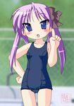  hiiragi_kagami lucky_star neopure one-piece_swimsuit purple_hair school_swimsuit solo swimsuit twintails 