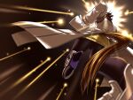  1girl agnes_tachyon_(tach-nology)_(umamusume) agnes_tachyon_(umamusume) black_pantyhose boots brown_hair coat commentary_request from_behind horse_girl horse_tail lab_coat long_sleeves pantyhose peeta running sleeves_past_fingers sleeves_past_wrists solo sweater sweater_vest tail textless_version umamusume white_boots white_coat yellow_sweater yellow_sweater_vest 