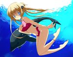  anklet bikini blonde_hair blue_eyes dolphin hair_bobbles hair_ornament jewelry navel original shijou_sadafumi solo sports_bikini swimsuit tankini twintails underwater 