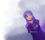  black_gloves blue_hair braid caster choker fate/stay_night fate_(series) gloves haizumi_natsuki long_hair long_sleeves pointy_ears purple_eyes rain sad solo wet wet_hair 